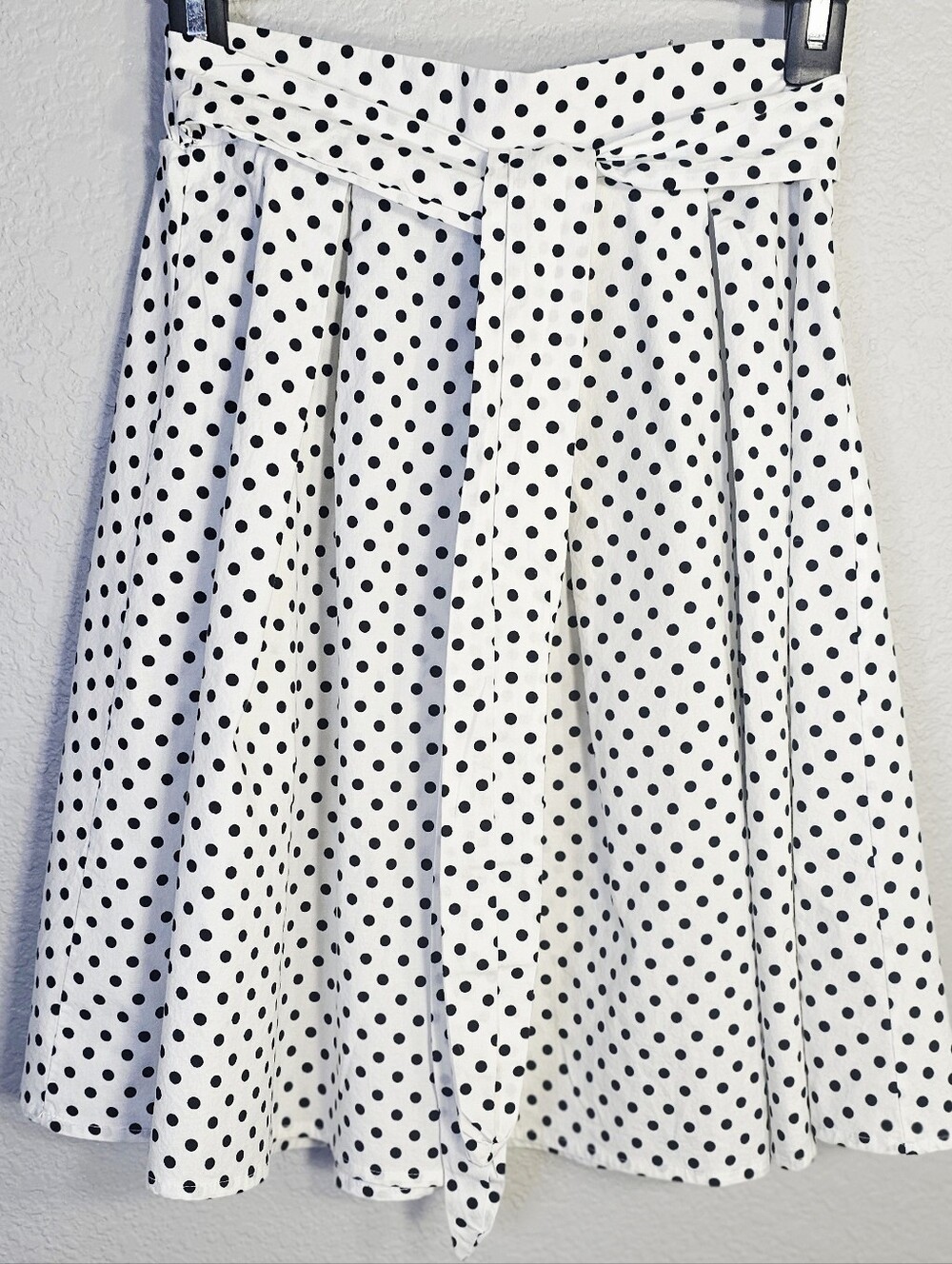 See You Monday Polka Dot Paperbag Waist Skirt Small Black White Belted